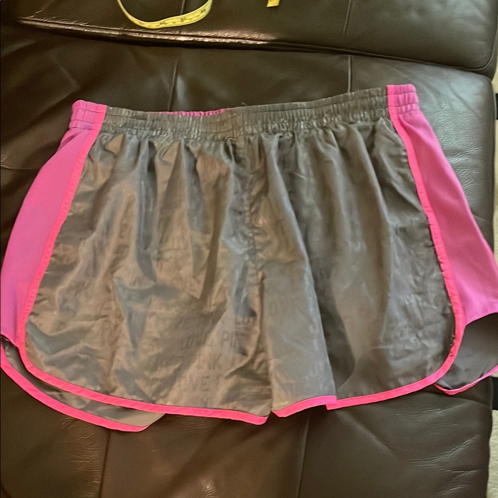 PINK Victoria's Secret Pink and Gray Holographic Athletic Shorts